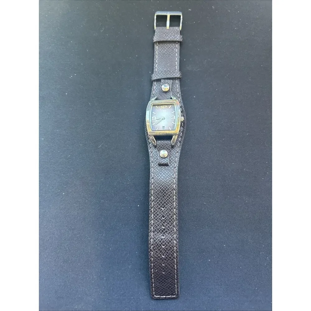 Silver Tone Brown Strap Band Women’s Quartz Watch